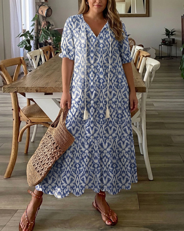 Rosalind - Boho Mave Dækkende Kjole