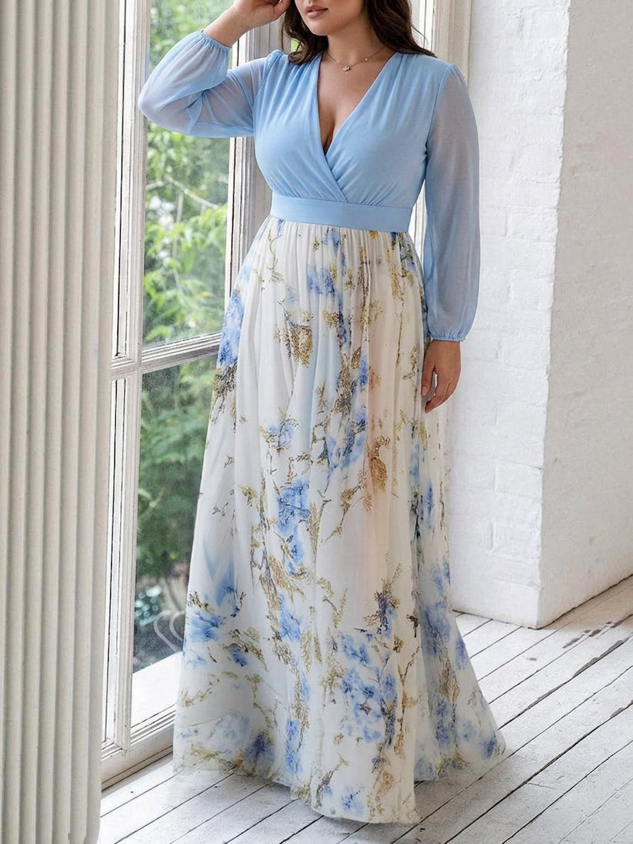 Dahlia | Stunning Floral Print V-Neck Maxi Dress
