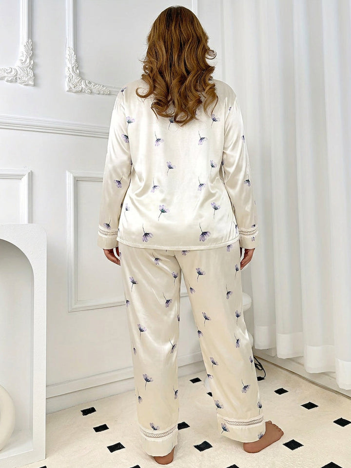 Bria | Blomstret Pyjamas Sæt med Blonder