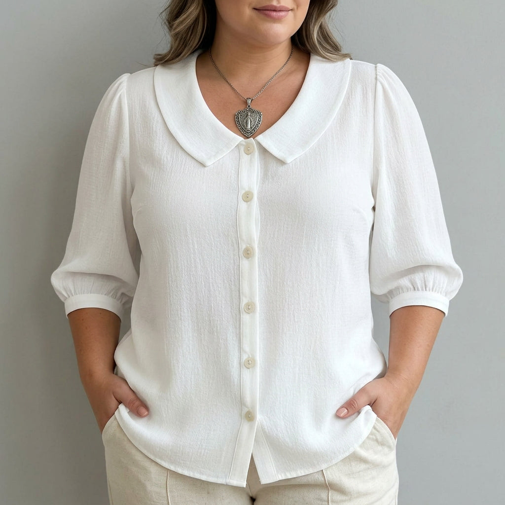 Sylvie | Casual Ensfarvet Skjorte