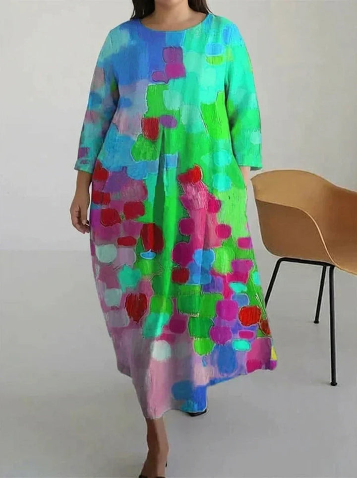 Vael | Casual Oil Art Flory Print Kjole