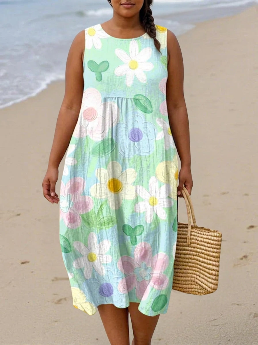 Adeline Pastel Blossom Midi Kjole