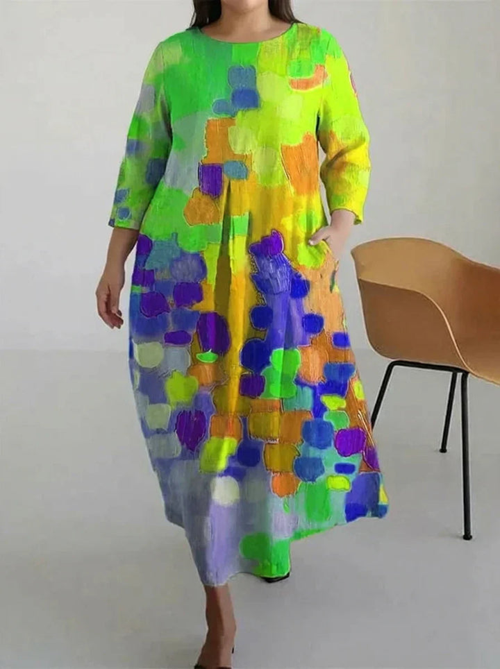 Vael | Casual Oil Art Flory Print Kjole