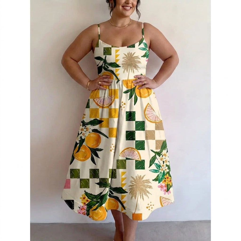 Giselle | Citrus Palm Midi Kjole