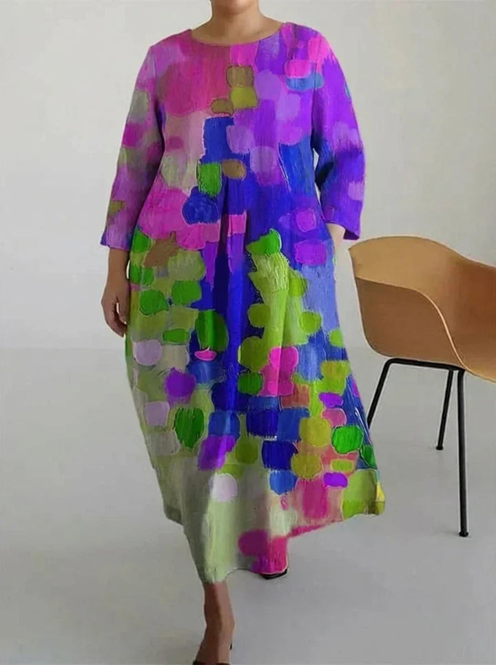 Vael | Casual Oil Art Flory Print Kjole