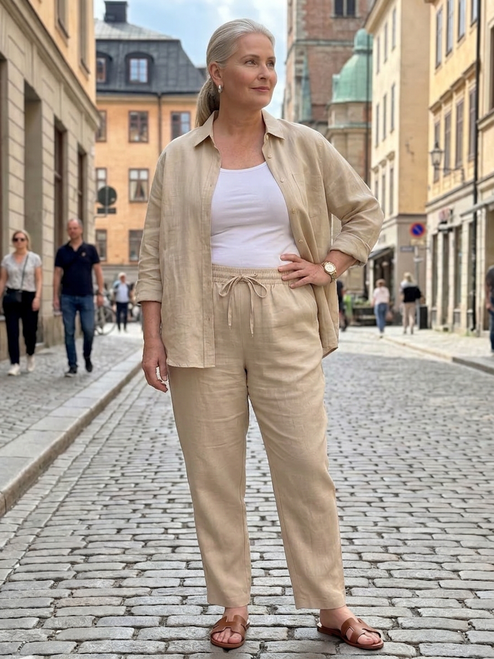 Paloma | Langærmet skjorte med tapered bukser sæt
