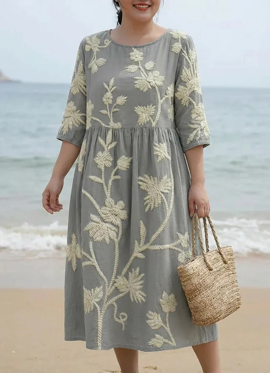 Jessamine | Plante- &amp; Blomsterprint Midi Kjole
