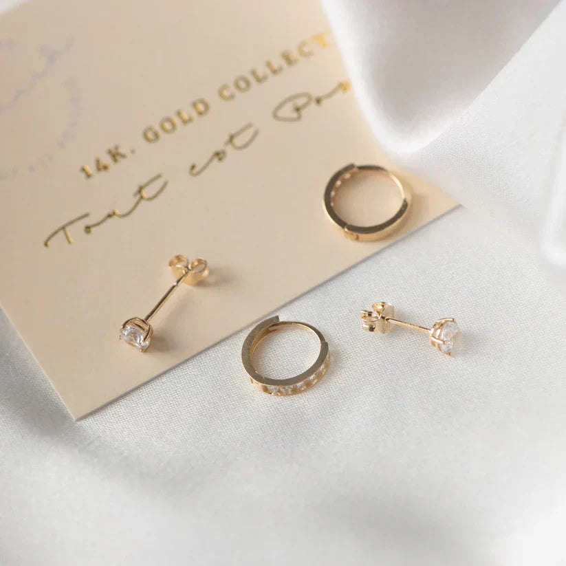 Rosa Brillane Sten Øreringe Sæt | Guld