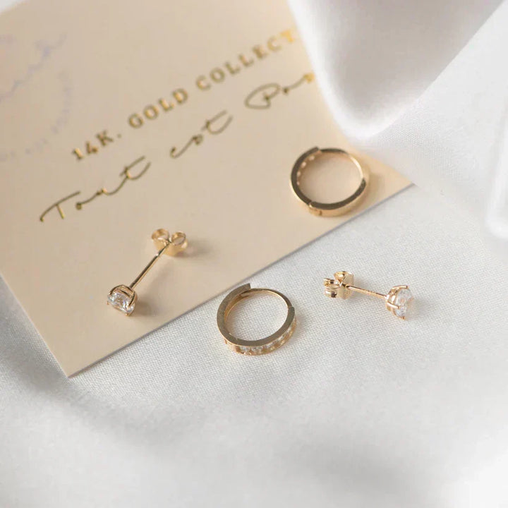 Rosa Brillane Sten Øreringe Sæt | Guld