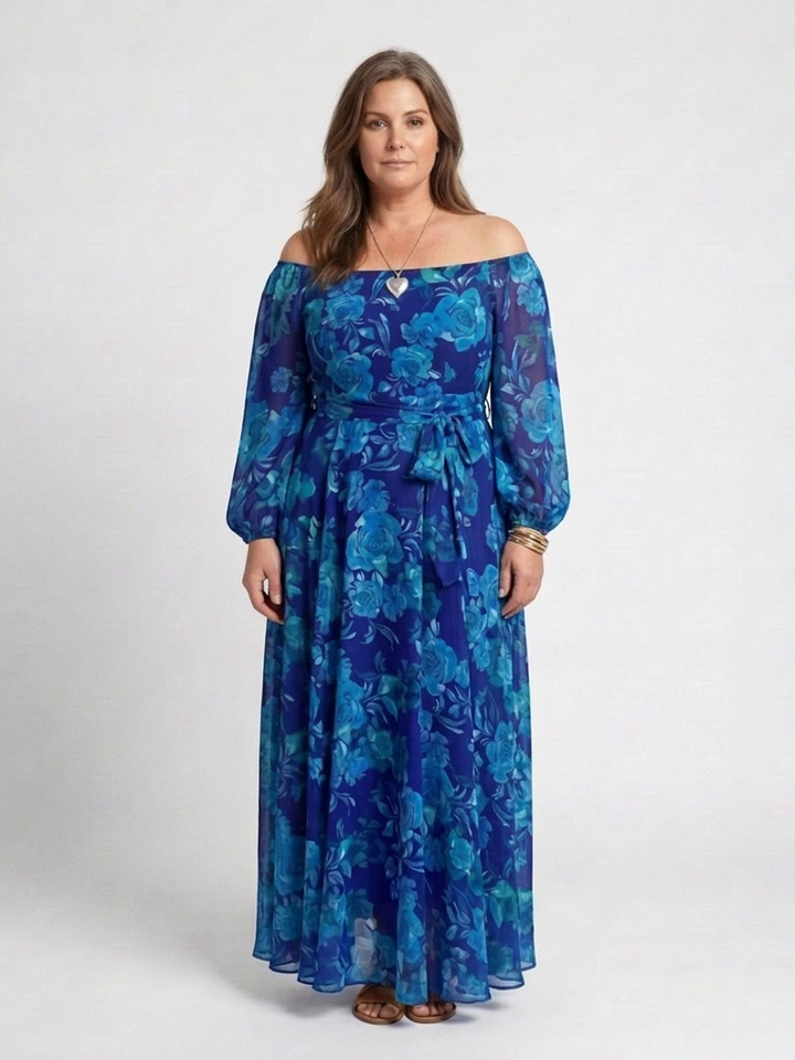 Beatrix | Off Shoulder Blomster Maxi Kjole