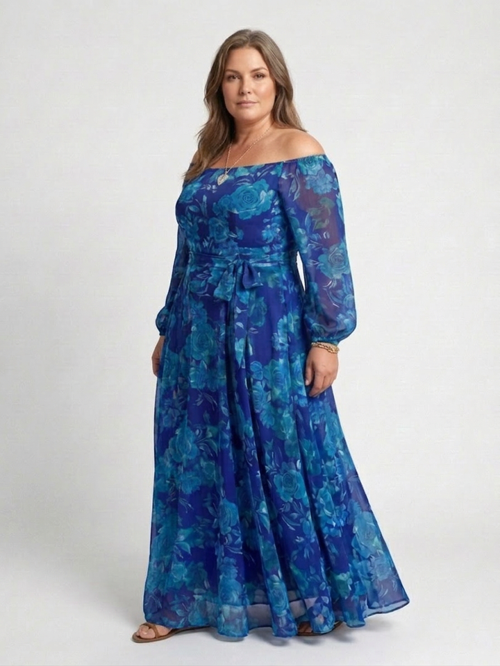 Beatrix | Off Shoulder Blomster Maxi Kjole