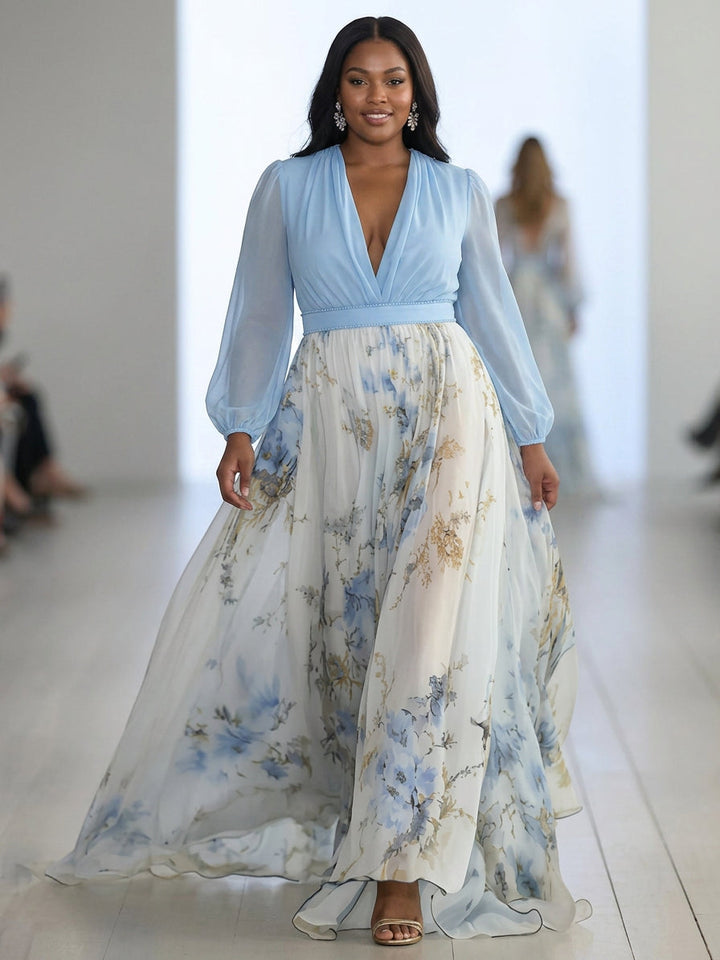 Dahlia | Stunning Floral Print V-Neck Maxi Dress