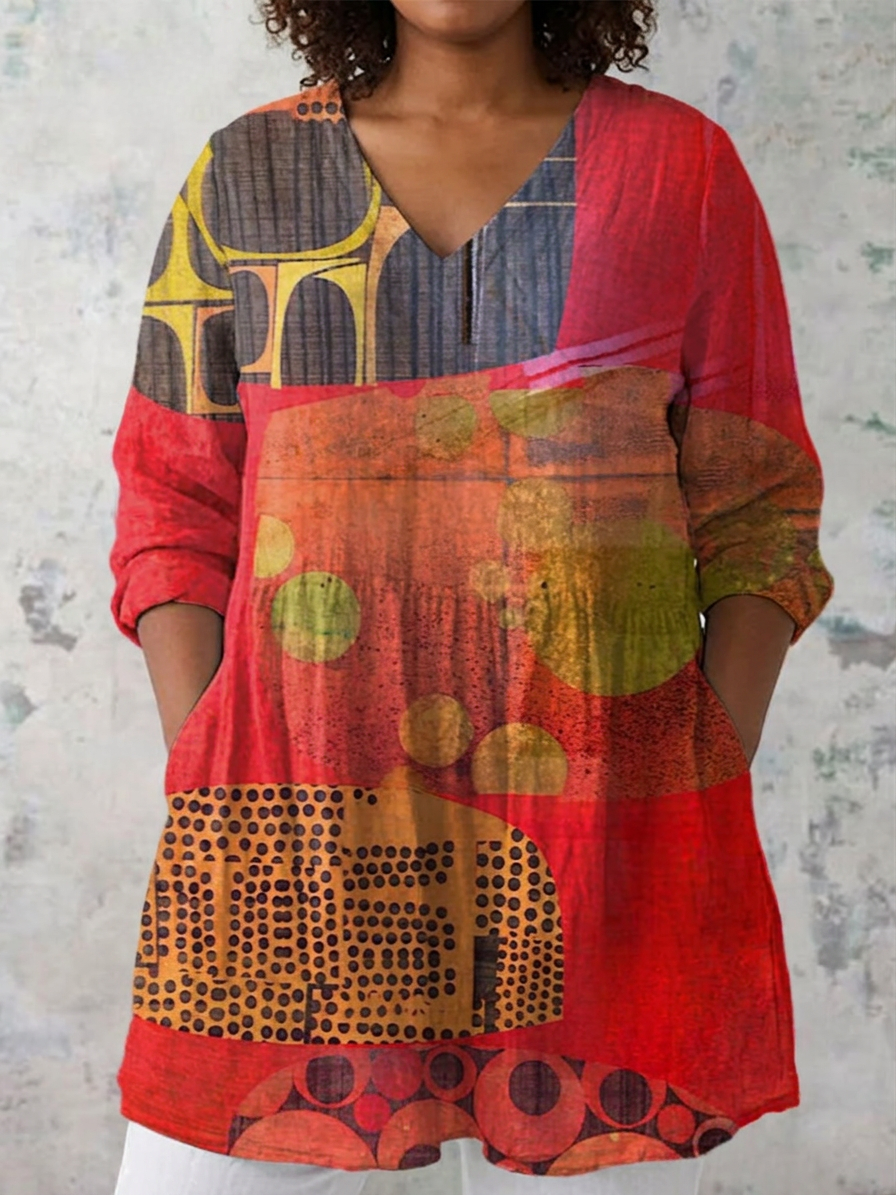 Eleni | Lang Bluse med V-Hals