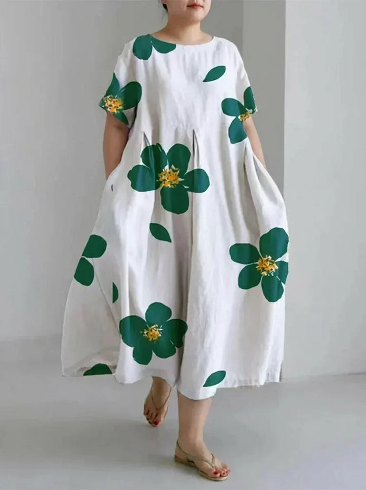 Faye | Forårs- og Sommer Casual Løs Rund Hals Blomster Skirt Kjole