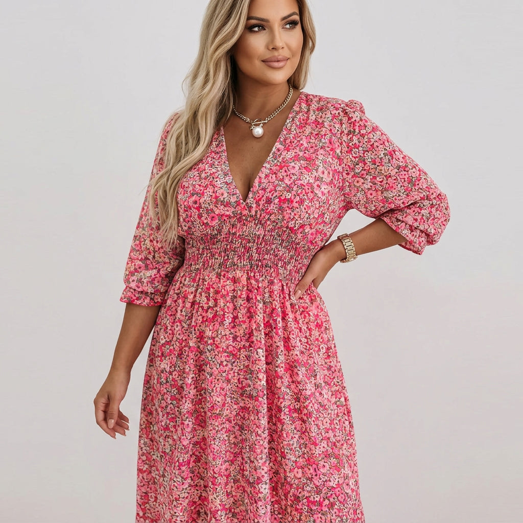 Linnea | Blomster Puffærmet Kjole