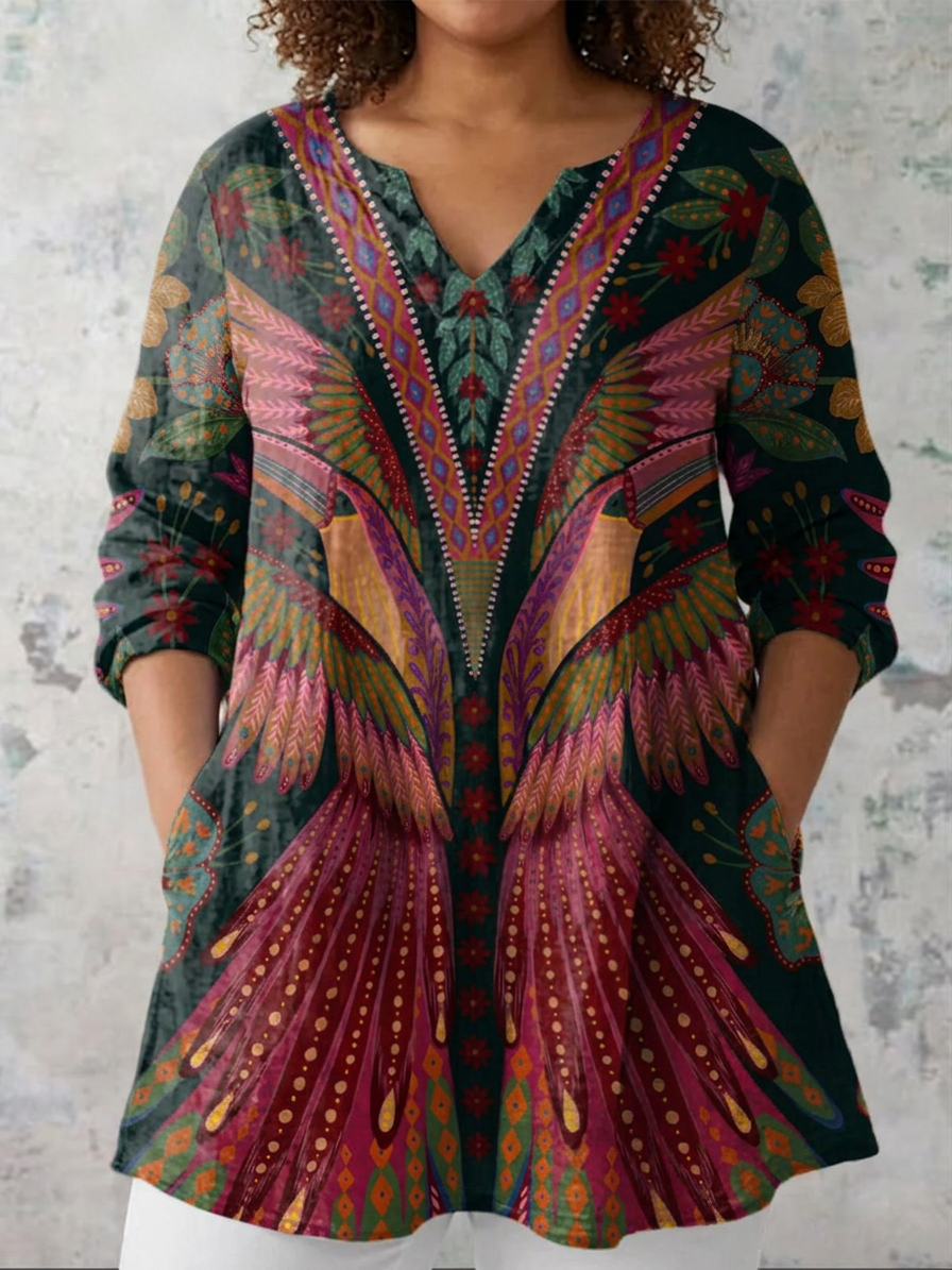 Alba | Lang Bluse med V-Hals