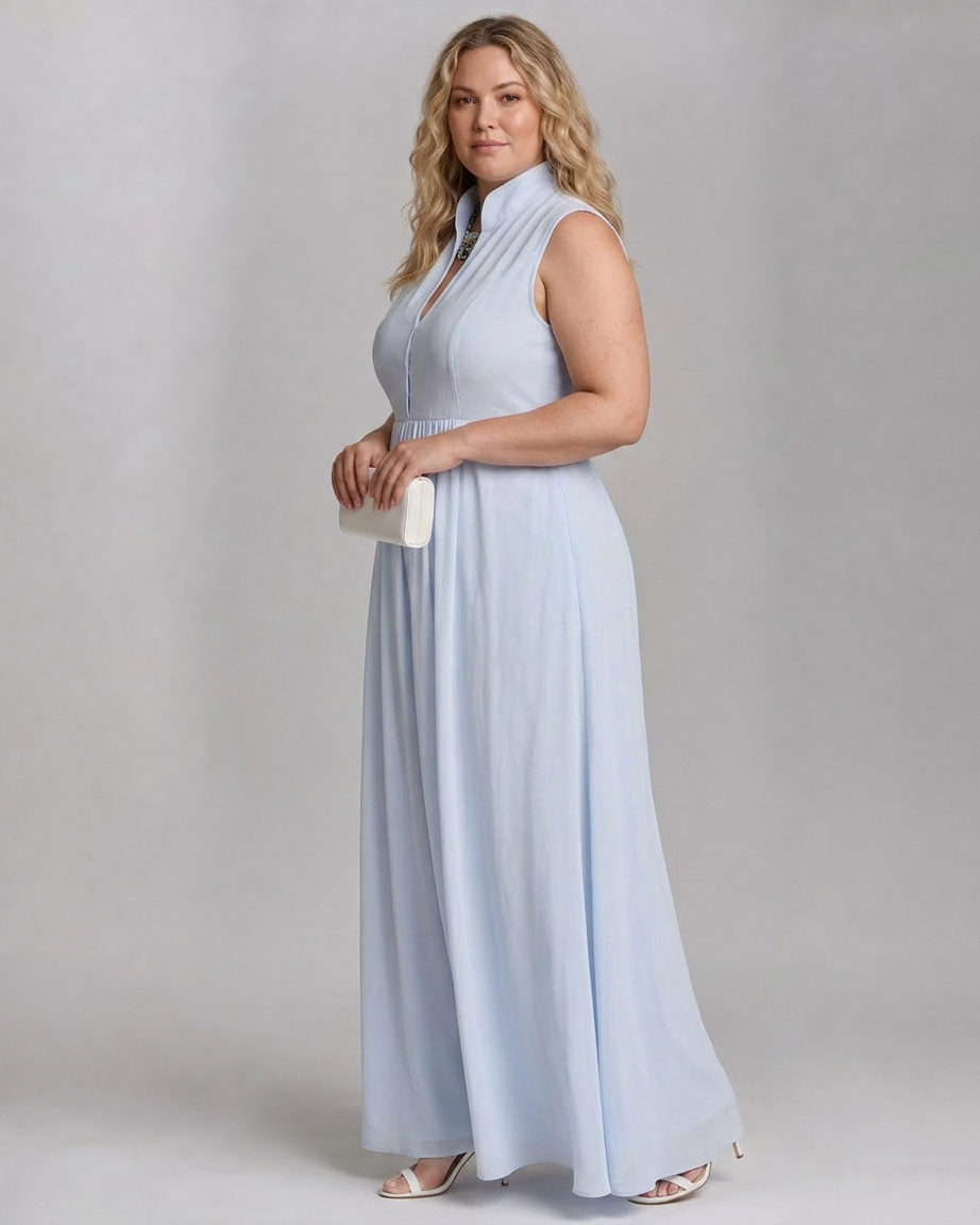 Adeline | Ærmeløs Krave Flowende Bred Ben Jumpsuit