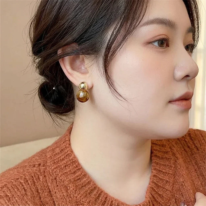 Lark Amber Drop Øreringe | Guld