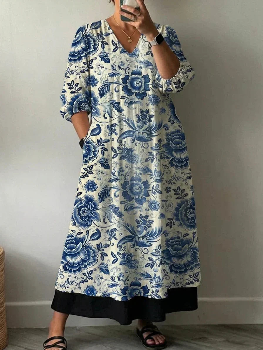 Elegant Kjole med Mia Print