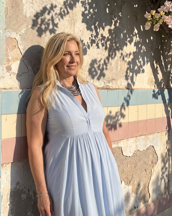 Adeline | Ærmeløs Krave Flowende Bred Ben Jumpsuit