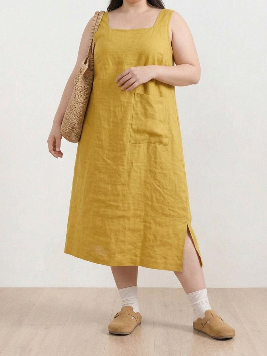 Saskia - Linned Midi Kjole