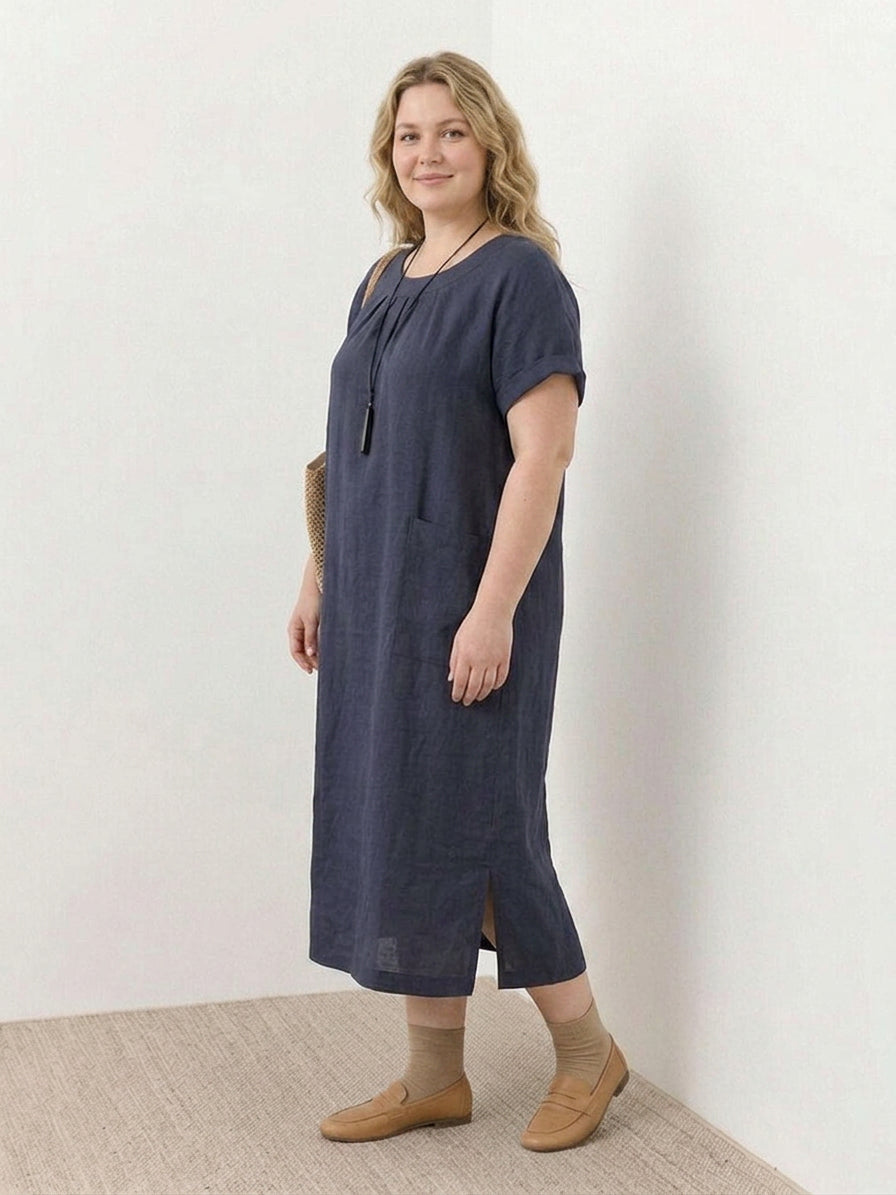 Saskia - Linned Midi Kjole