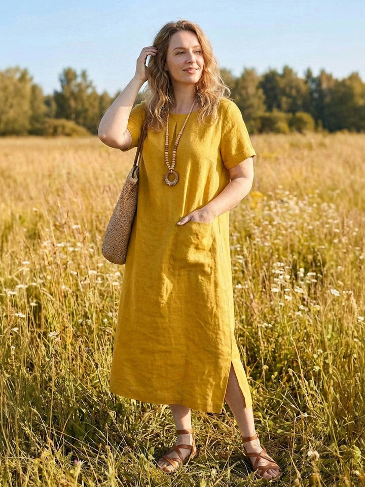 Saskia - Linned Midi Kjole