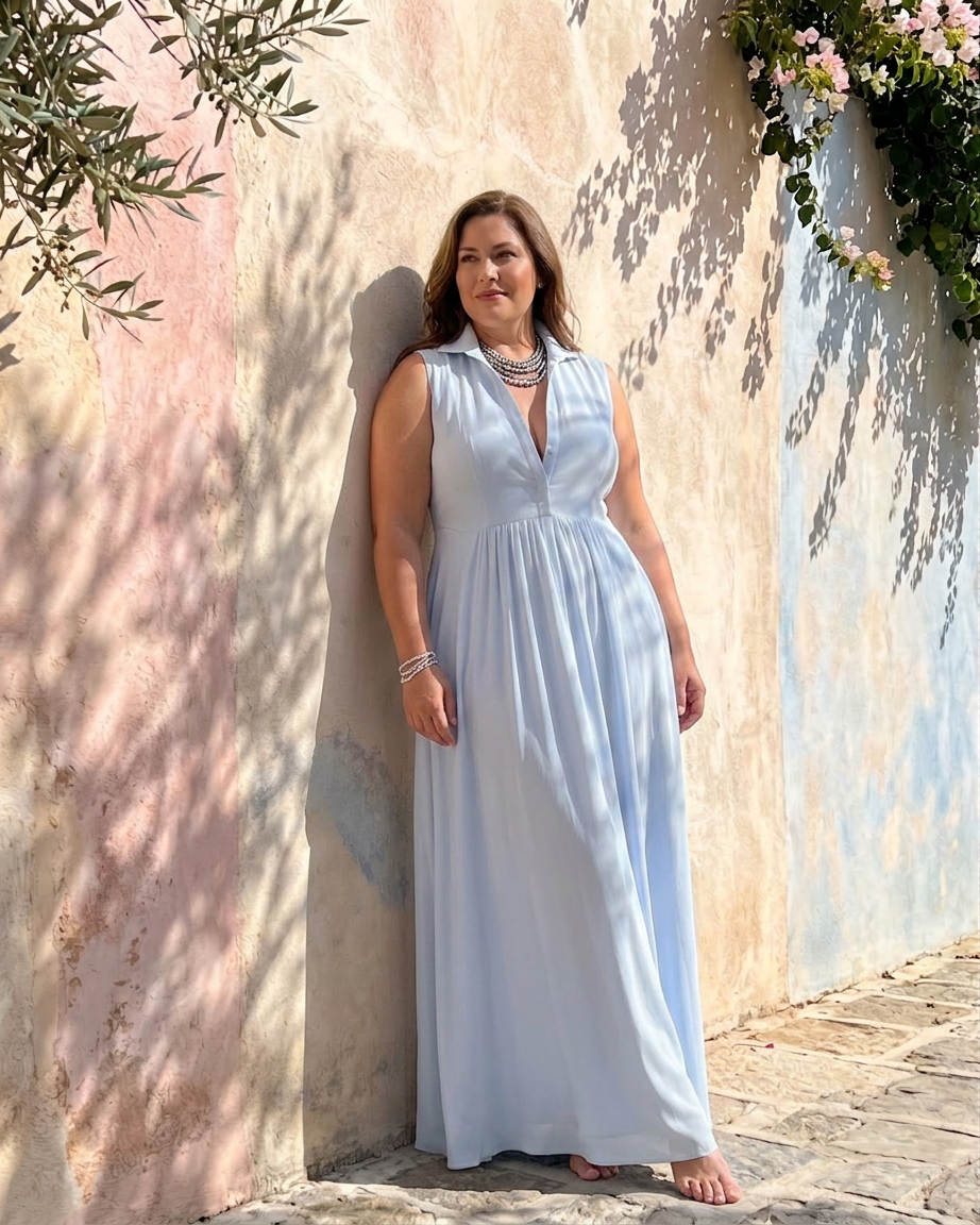 Adeline | Ærmeløs Krave Flowende Bred Ben Jumpsuit