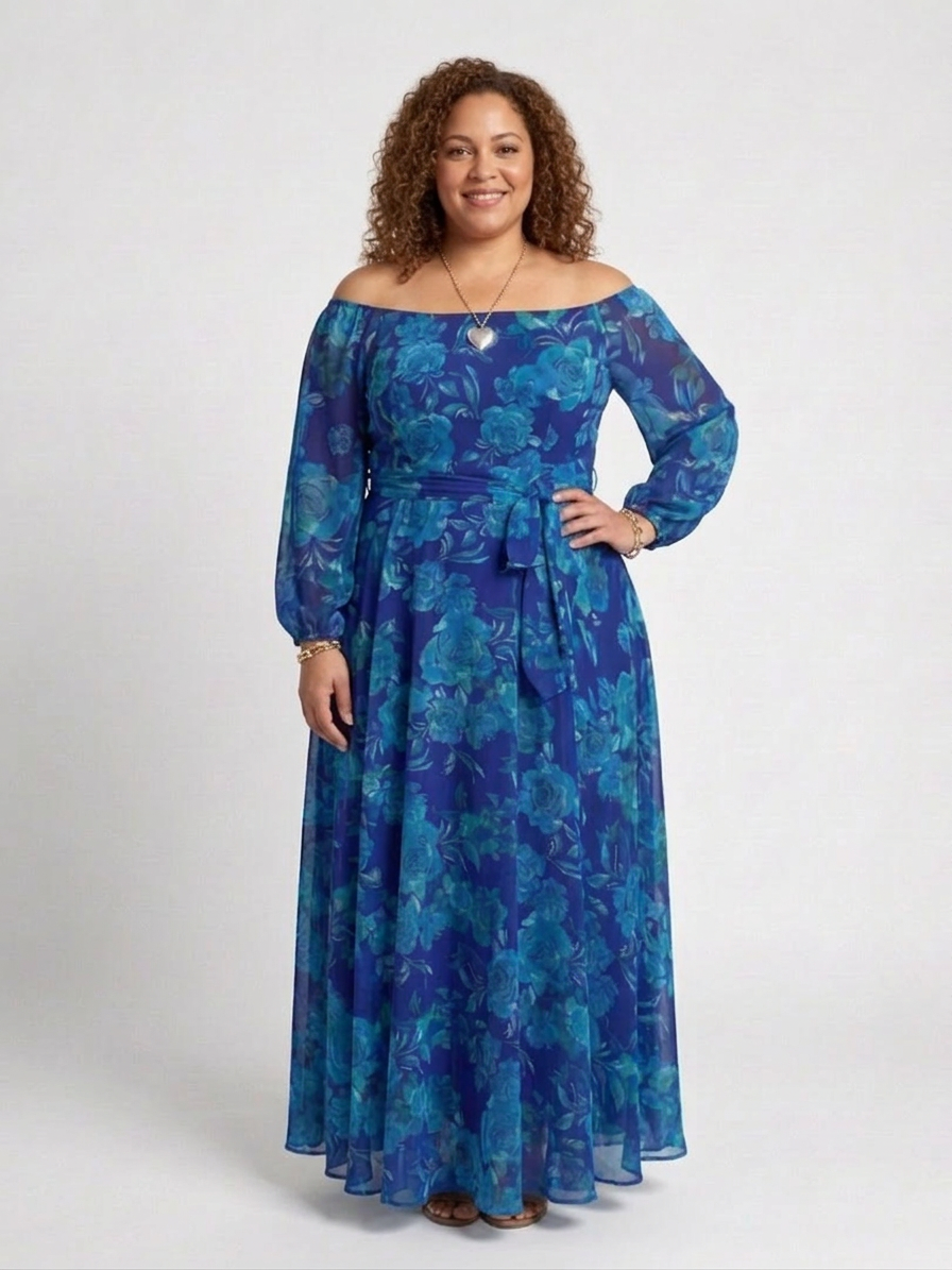 Beatrix | Off Shoulder Blomster Maxi Kjole