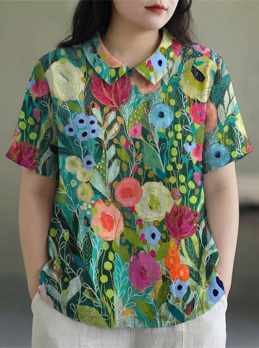 Sigrid | Akvarel Blomster Skjorte