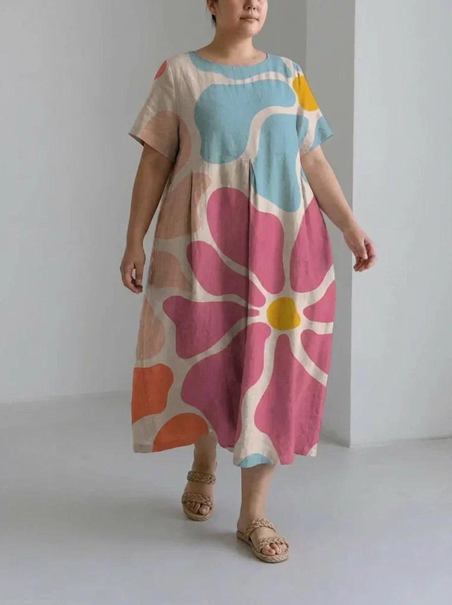 Wren | Forårs- og Sommer Casual Løs Rund Hals Blomster Skørt Kjole