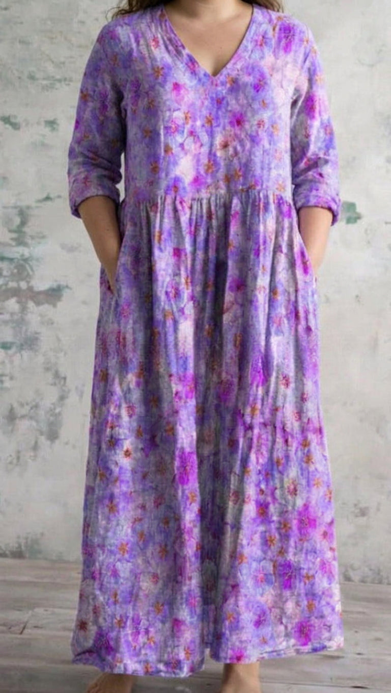 Beatrix | Lavendel Blomster Maxi Kjole