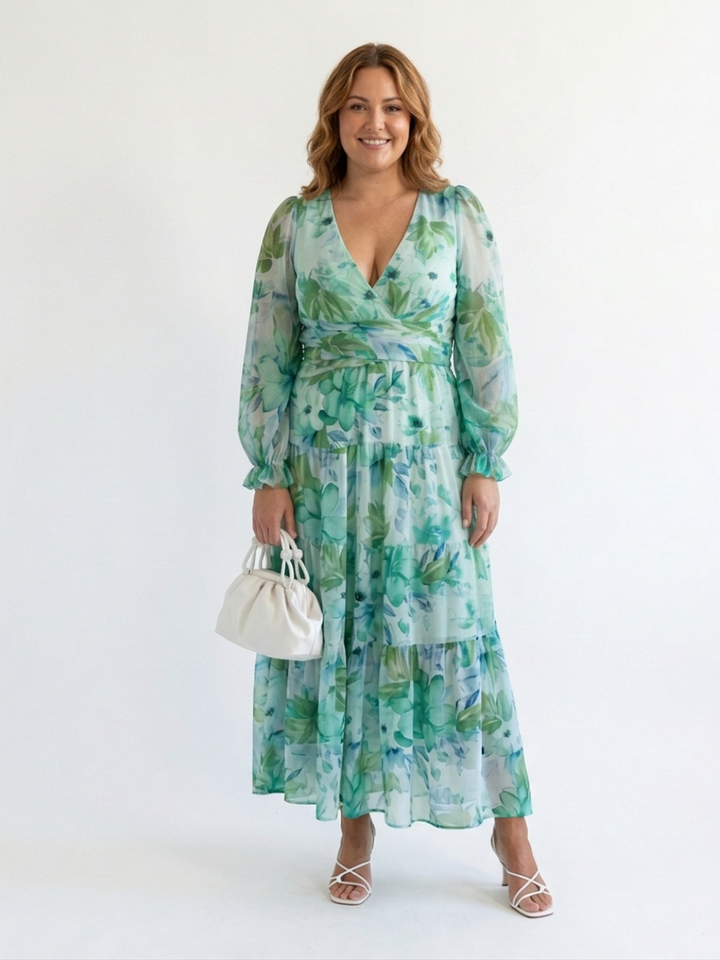 Harlow | Langærmet Floral Maxi Kjole