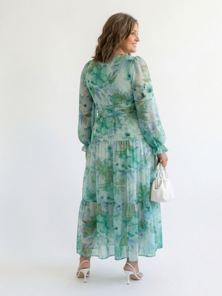 Harlow | Langærmet Floral Maxi Kjole