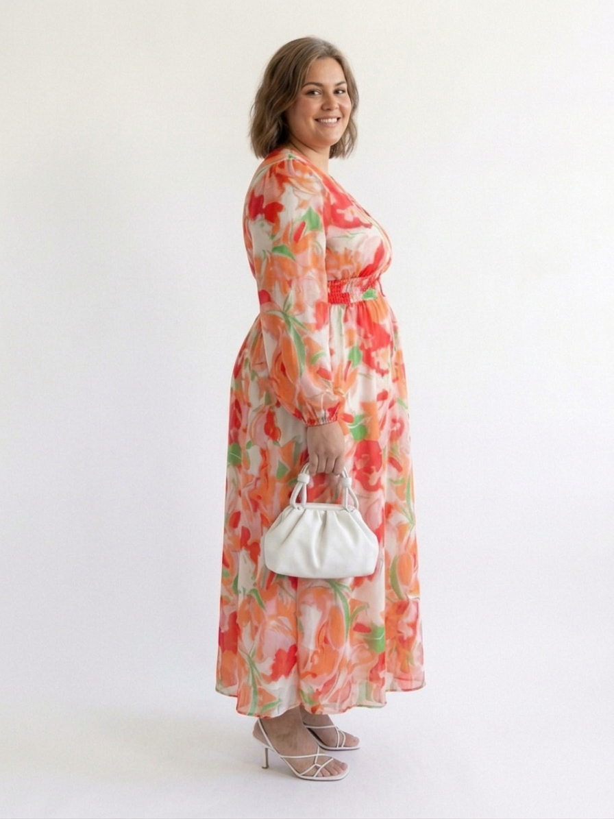 Harlow | Langærmet Floral Maxi Kjole