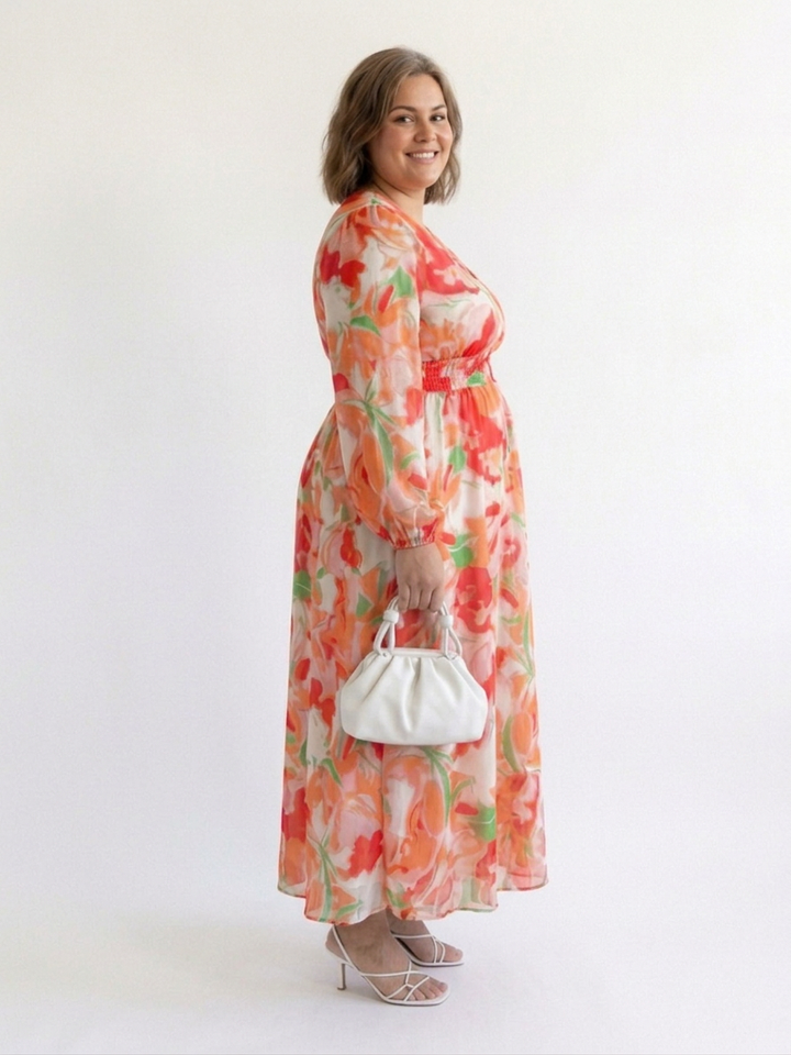 Harlow | Langærmet Floral Maxi Kjole