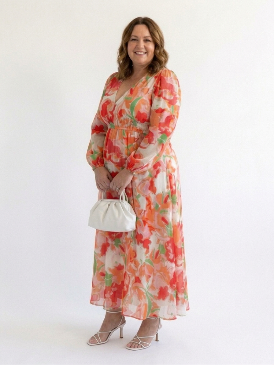 Harlow | Langærmet Floral Maxi Kjole