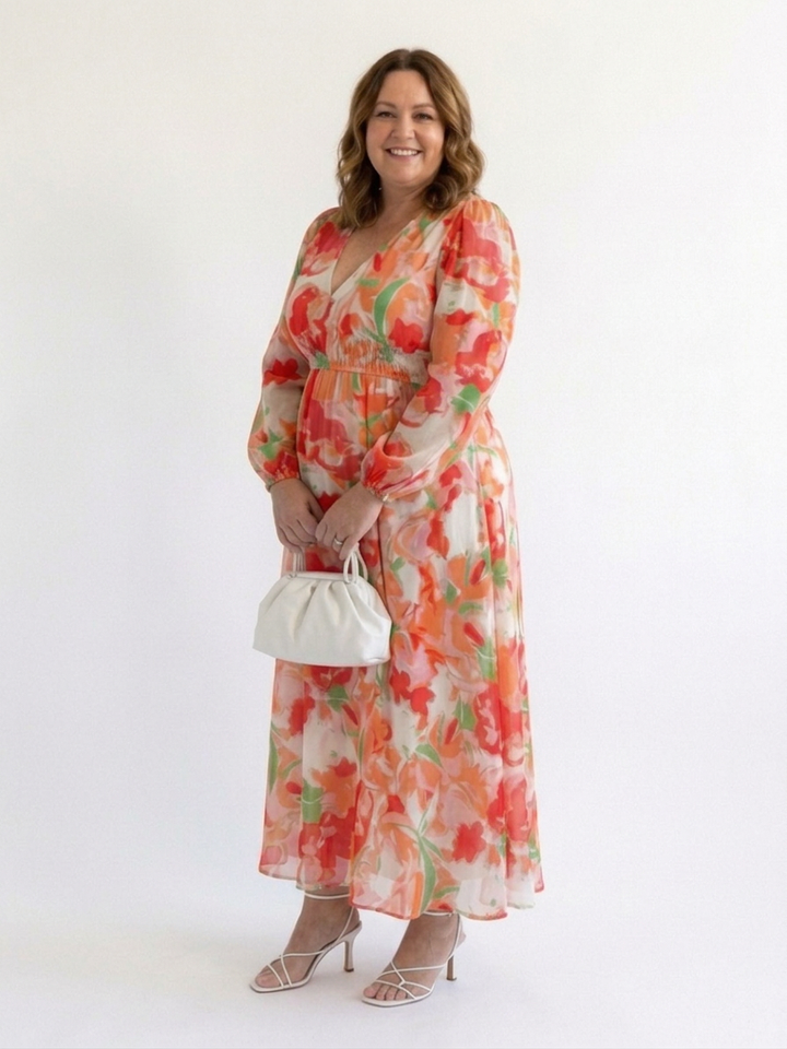 Harlow | Langærmet Floral Maxi Kjole