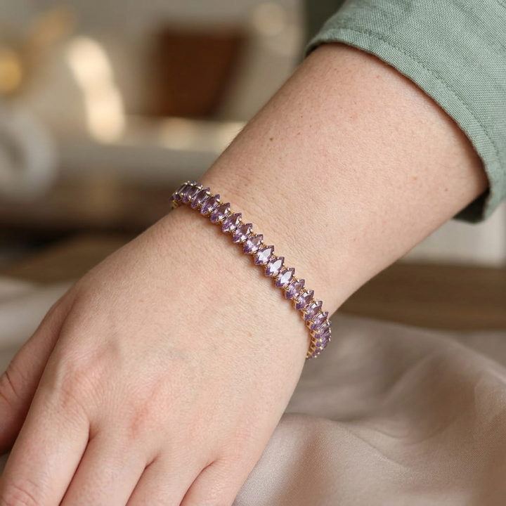 Sasha Marquise Tennisarmbånd | Guld