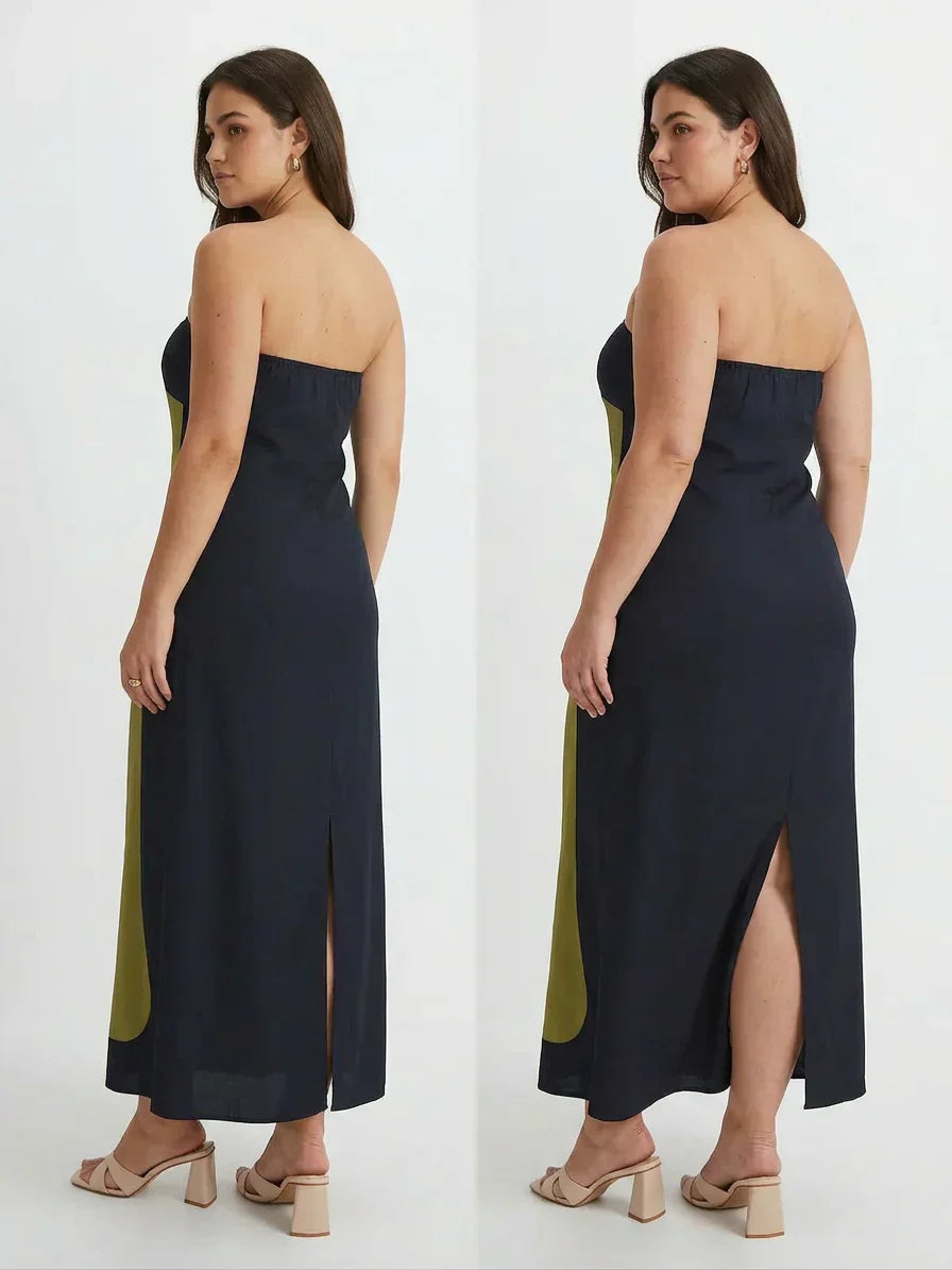 Zinnia - Abstrakt Strapless Maxi Kjole
