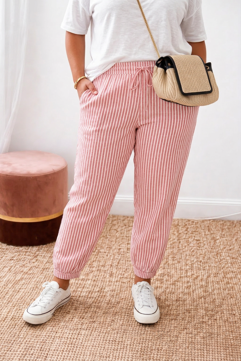 Magnolia | Blush Stripe Afslappede Bukser