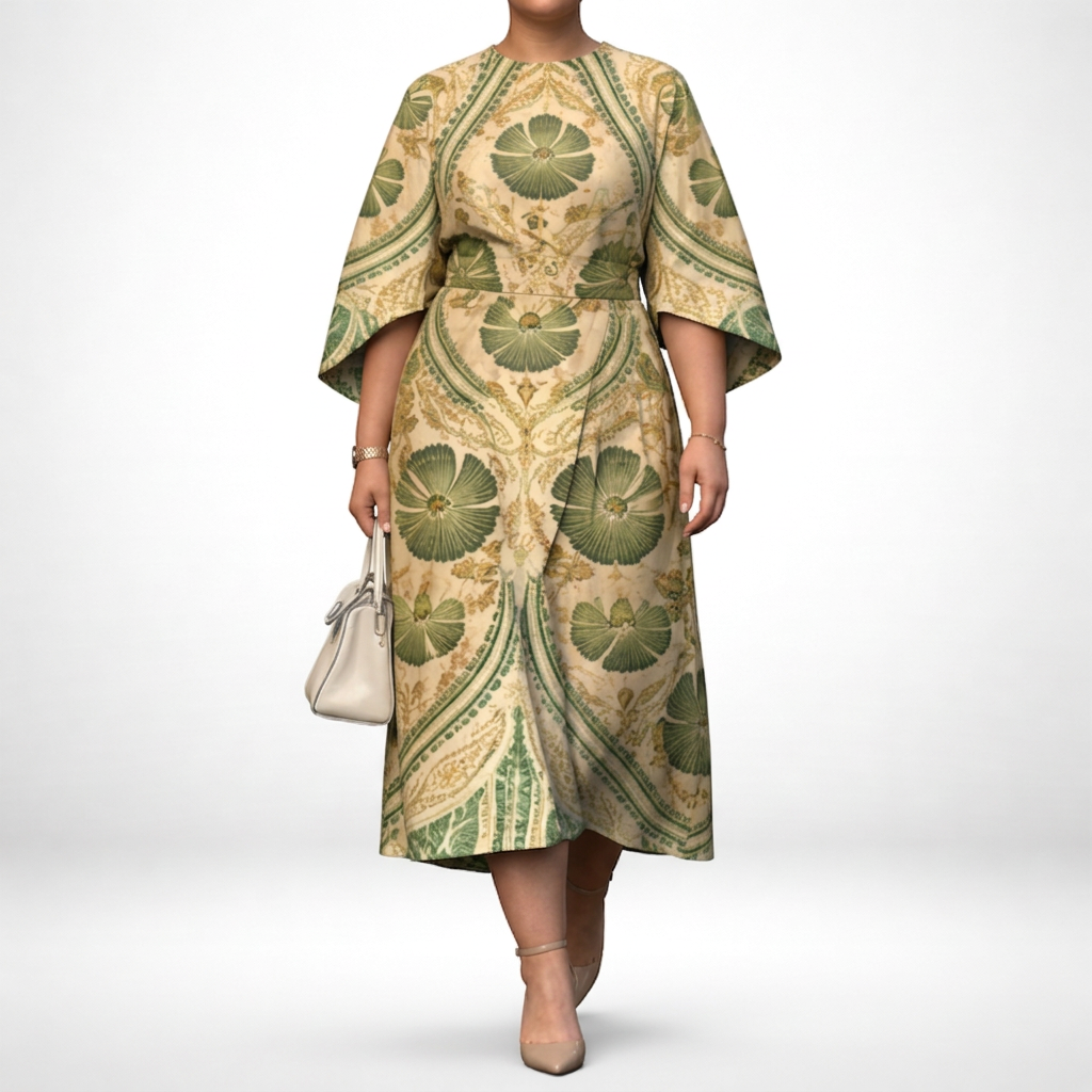 MEI | Vintage Floral Midi med Skulptureret Talje og Regal Elegance