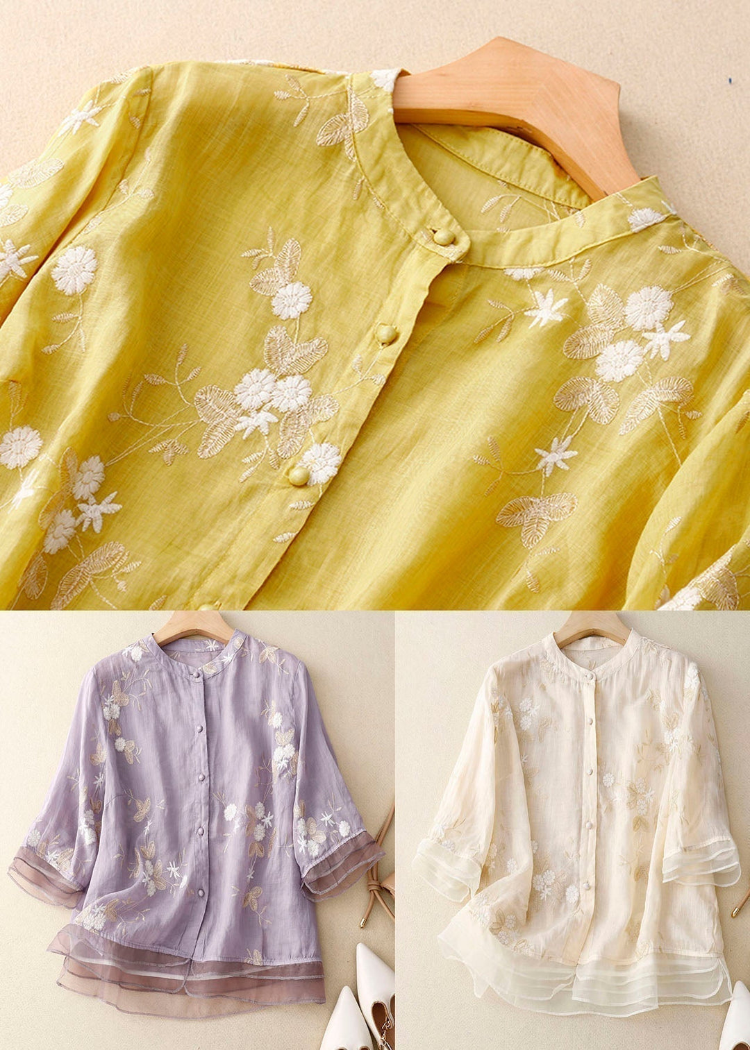 Anouk | Chic Bluse med Blomsterdetaljer