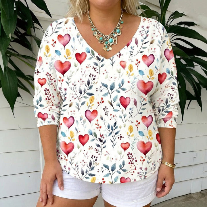 Casual Hjerte Print T-Shirt