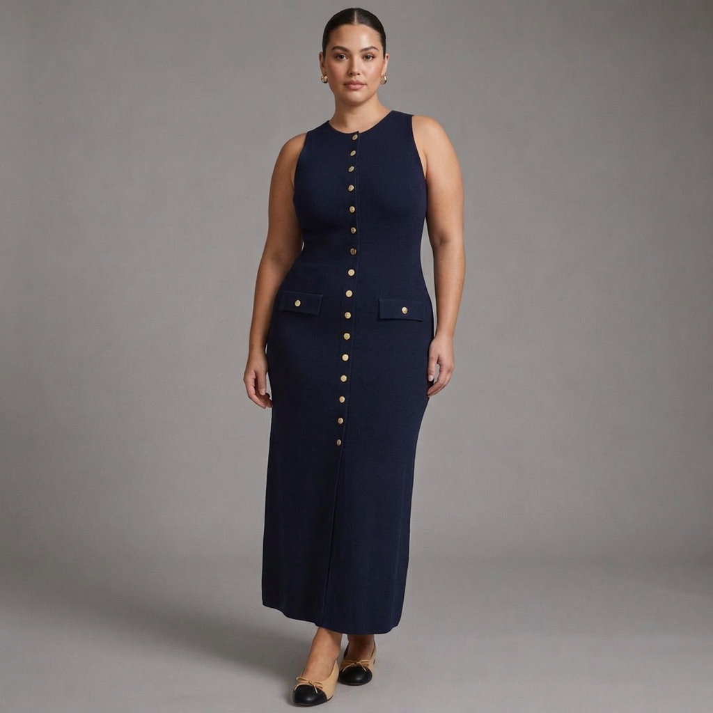 Quinn – Elegant Ærmeløs Bodycon Strikket Maxi Kjole