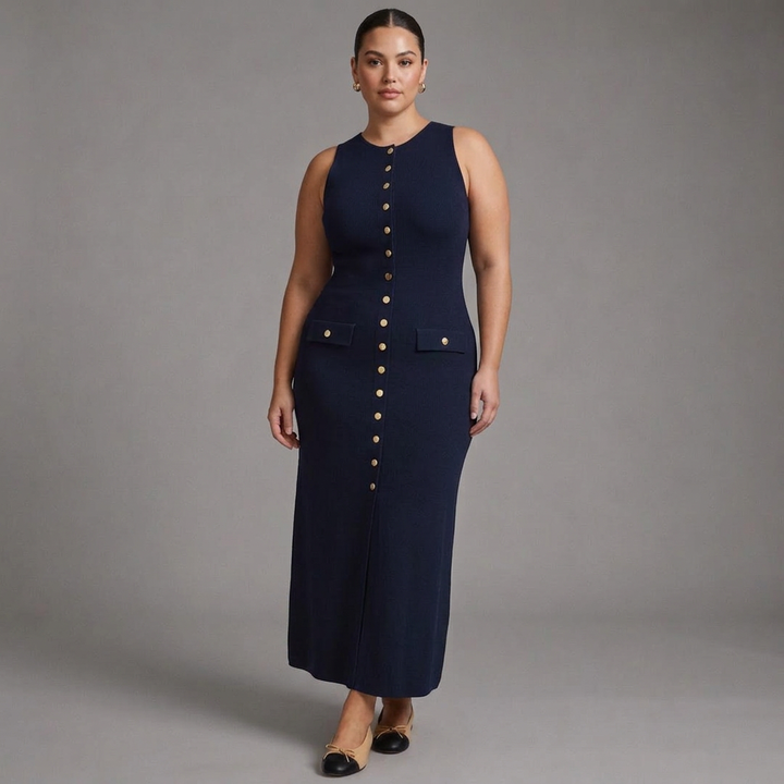Quinn – Elegant Ærmeløs Bodycon Strikket Maxi Kjole