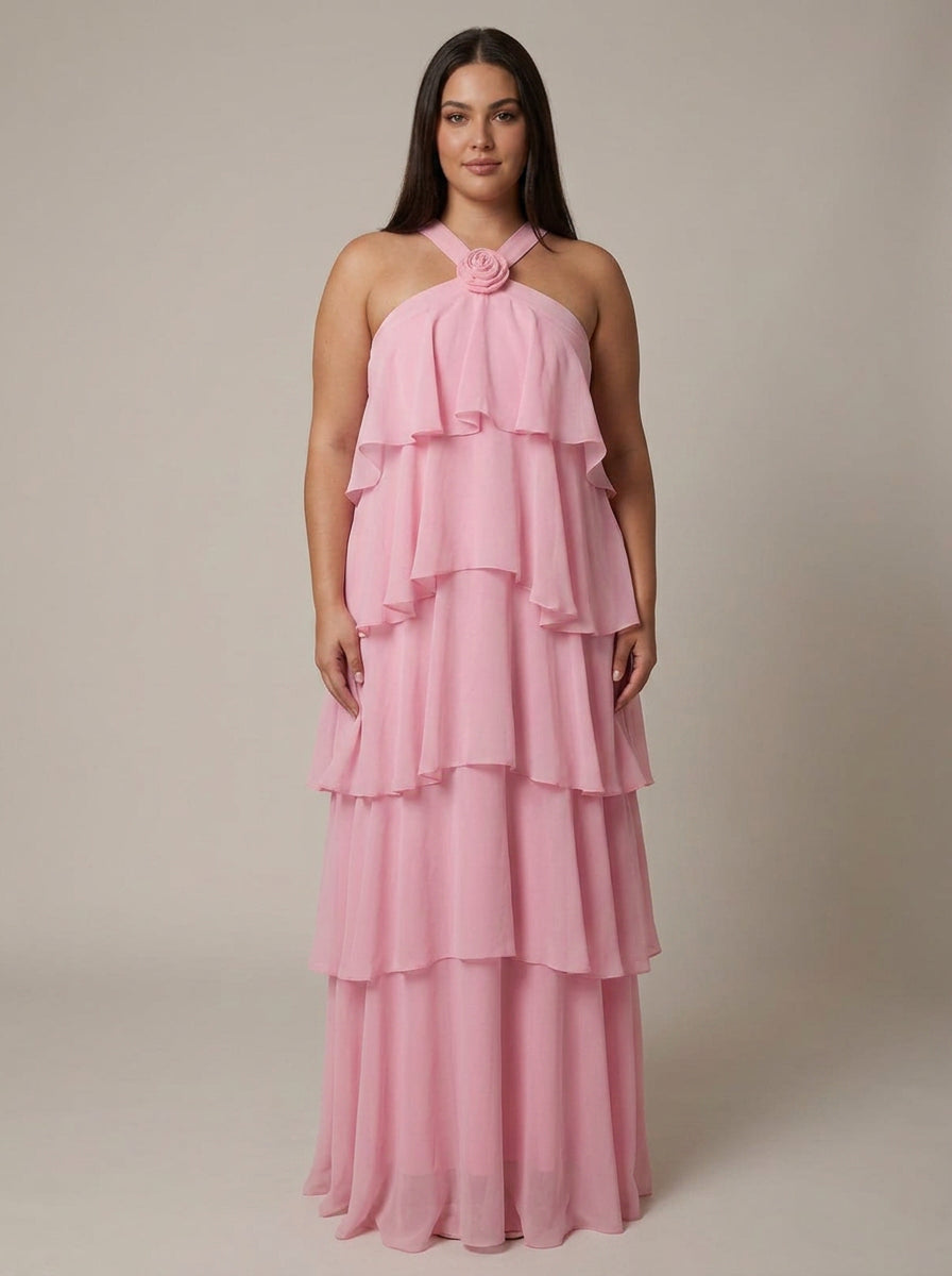 Blomstret Ruffle Maxi Kjole
