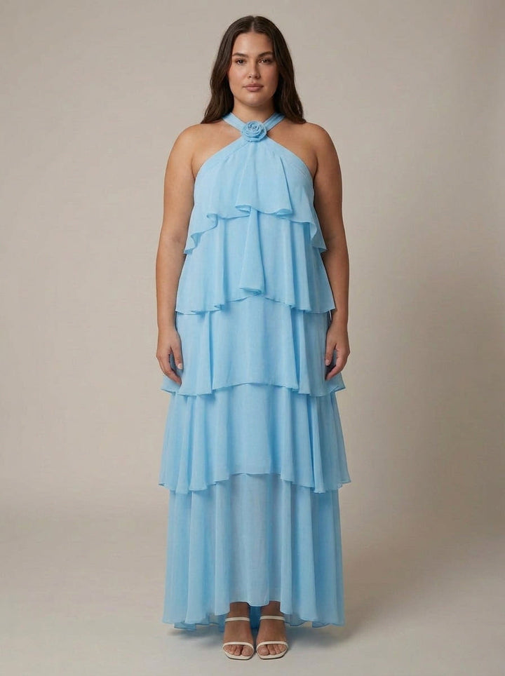 Blomstret Ruffle Maxi Kjole