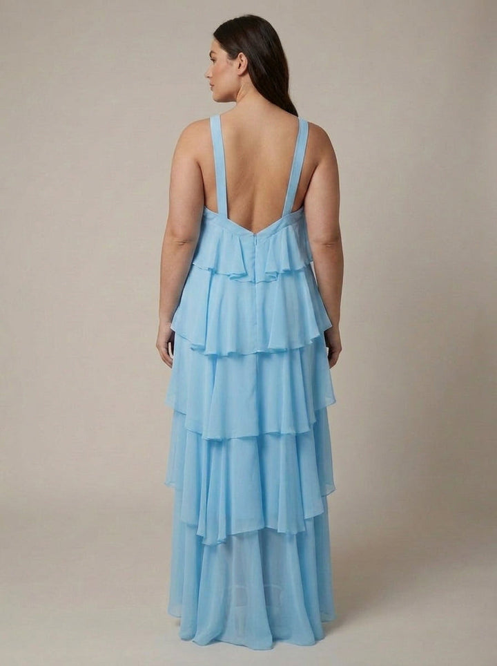 Blomstret Ruffle Maxi Kjole