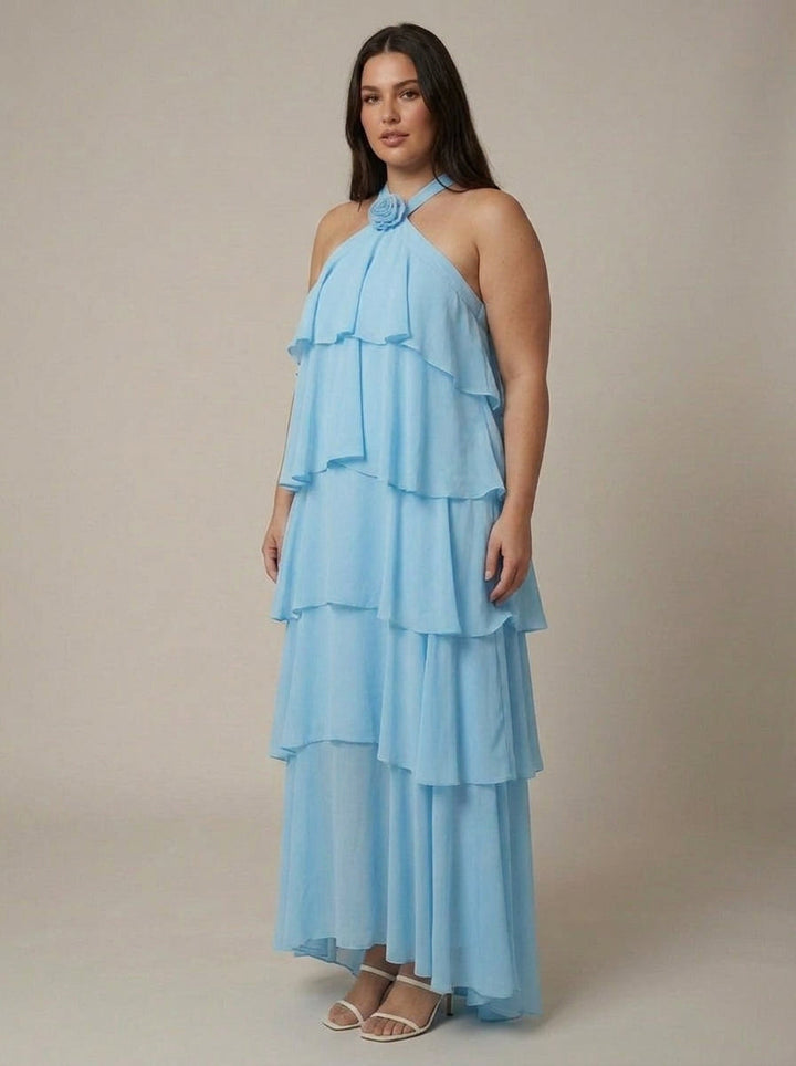 Blomstret Ruffle Maxi Kjole